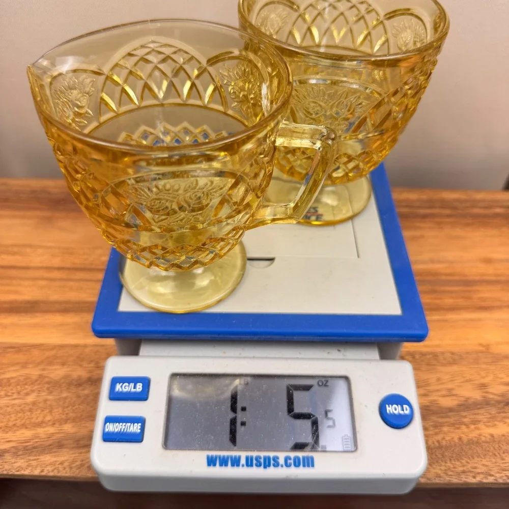 Federal Glass Rosemary Mayfair Yellow Depression Glass Creamer and Sugar Set